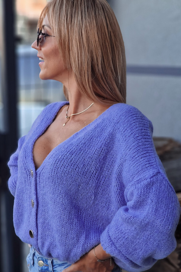 Sweter Rozpinany Button Niebiesko Liliowy 11