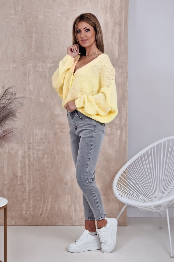 Sweter Rozpinany Żółty Button 3