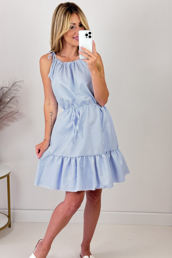Sukienka na Ramiączkach w Biało Błękitne Paski Candy 6