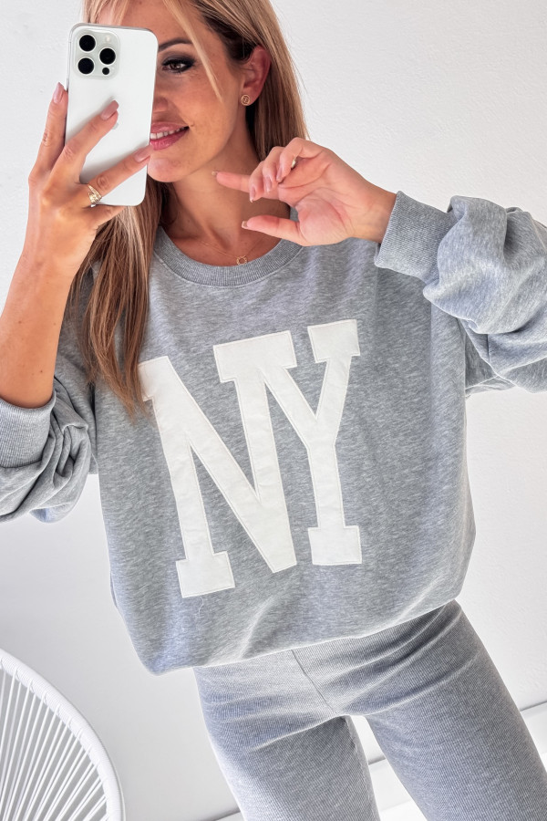 Dwu Częściowy Komplet Bluza Leginsy Szary New York 7