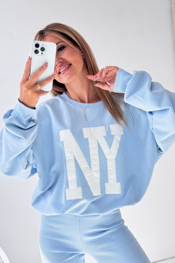 Dwu Częściowy Komplet Bluza Leginsy Błękitny New York 5