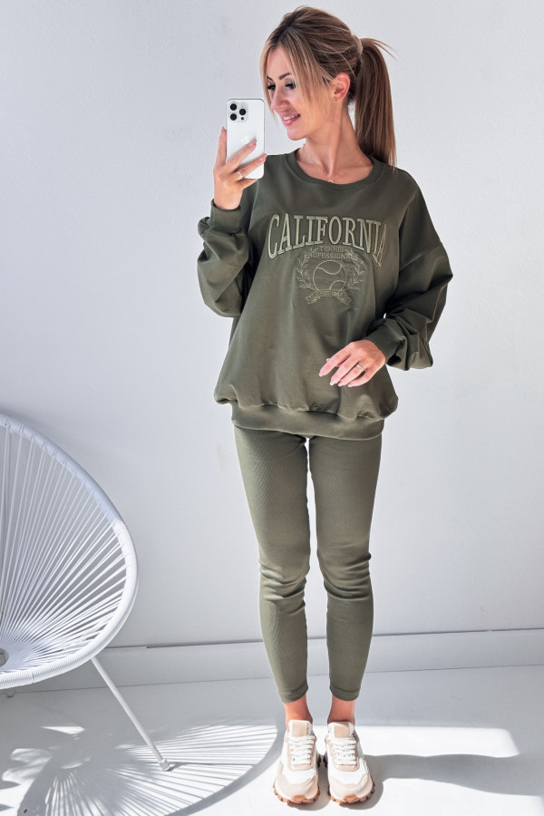 Dwu Częściowy Komplet California Bluza Leginsy Khaki