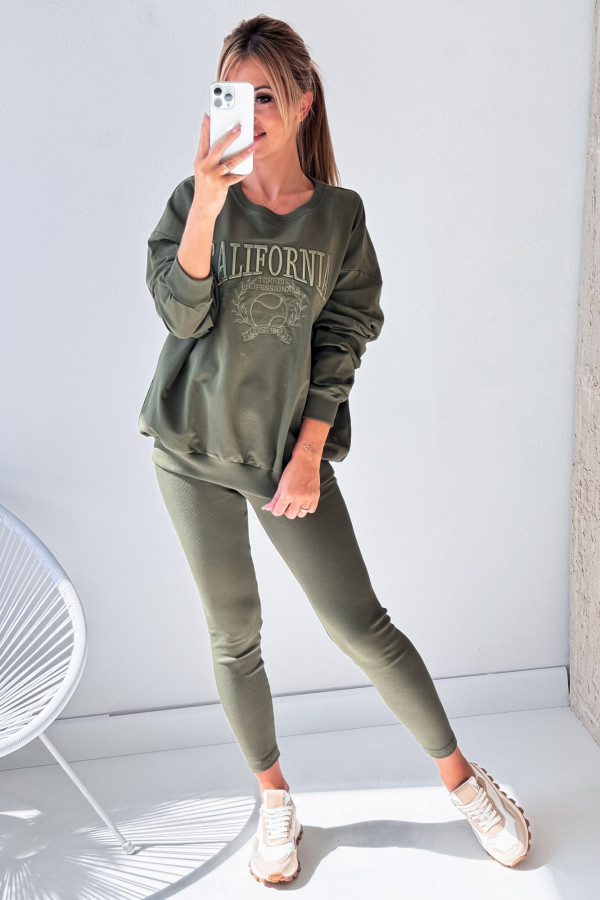 Dwu Częściowy Komplet California Bluza Leginsy Khaki 1