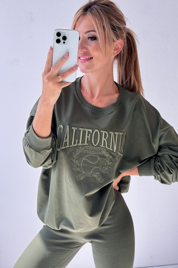 Dwu Częściowy Komplet California Bluza Leginsy Khaki 2