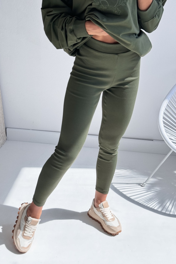 Dwu Częściowy Komplet California Bluza Leginsy Khaki 4