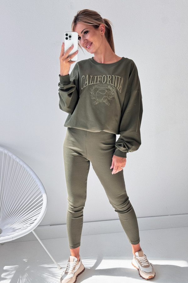 Dwu Częściowy Komplet California Bluza Leginsy Khaki 8