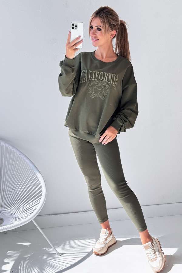 Dwu Częściowy Komplet California Bluza Leginsy Khaki 9