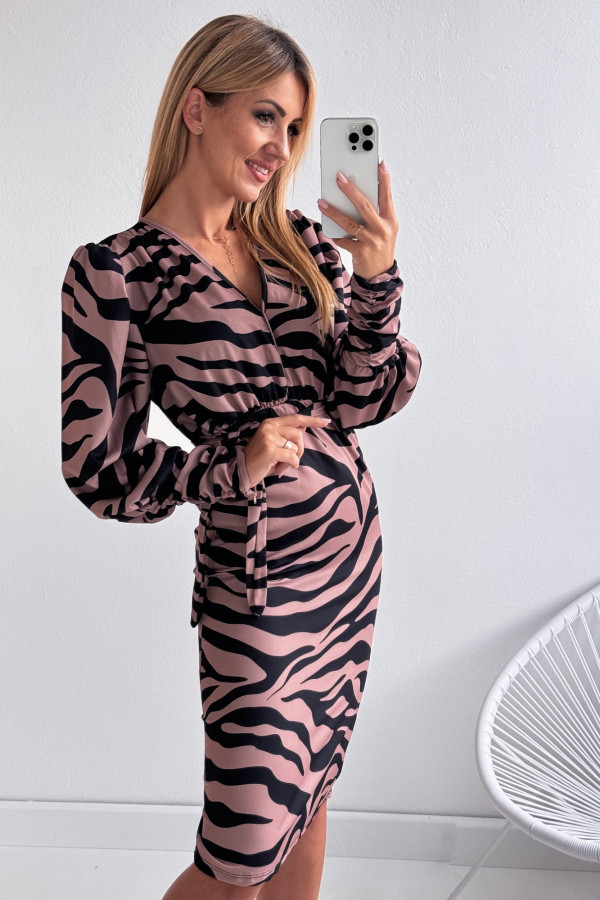 Sukienka Mocca Czarna Zebra Klara 6