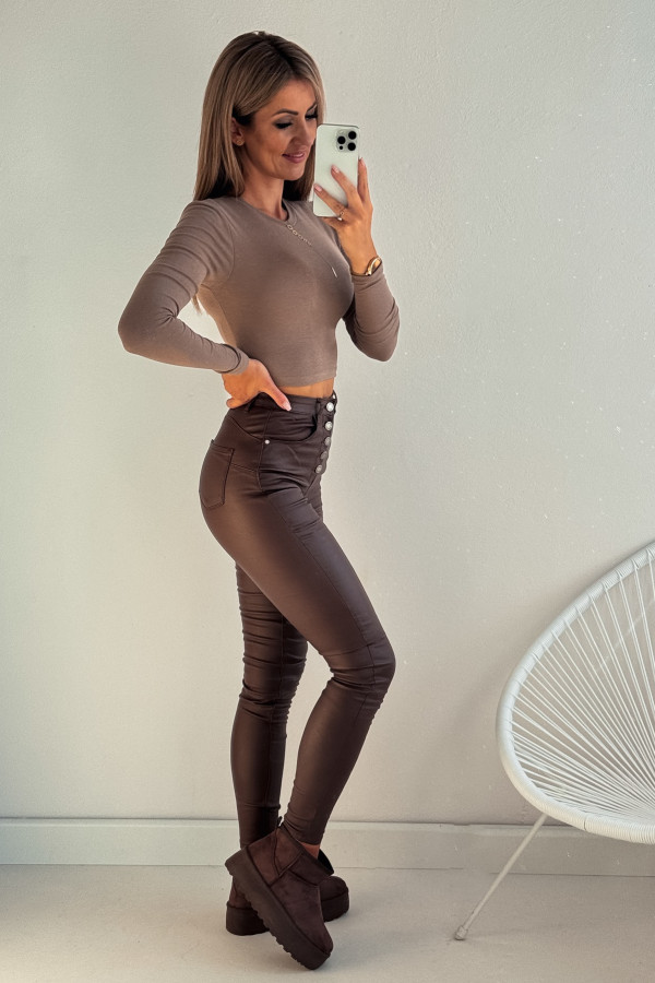 Bluzka Long Sleeve Bawełniana Mocca 4