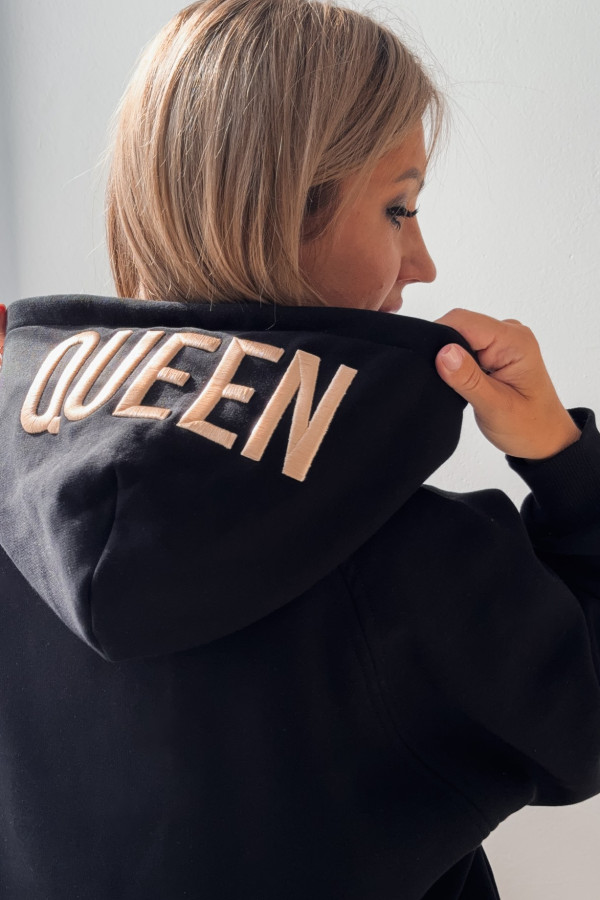 Bluza Przedłużana z Kapturem Czarna Queen 1