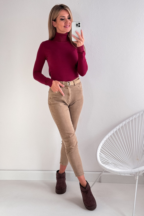 Spodnie Jeansy Beżowe Mom Fit 1221 9