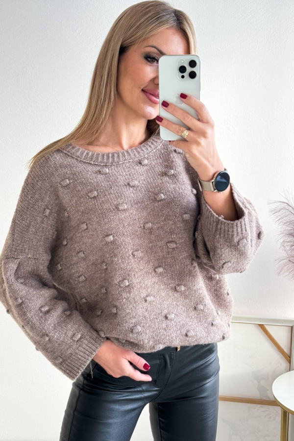 Sweter z Wełną Mocca Bąbelki 7