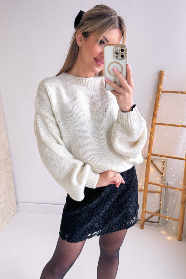 Sweter Oversizowy Przedłużany Cozy - Waniliowy 5