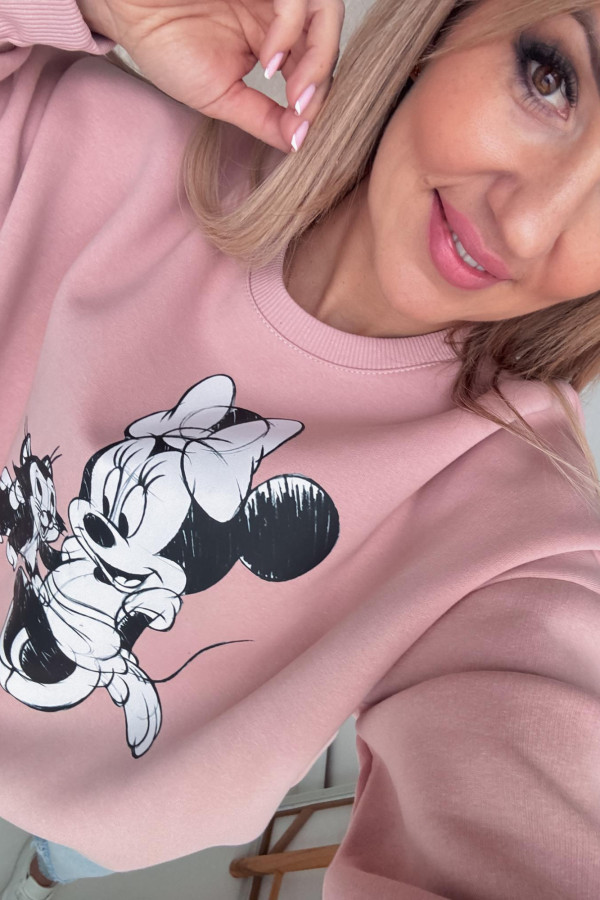 Bluza Oversizowa Minnie - Pudrowa