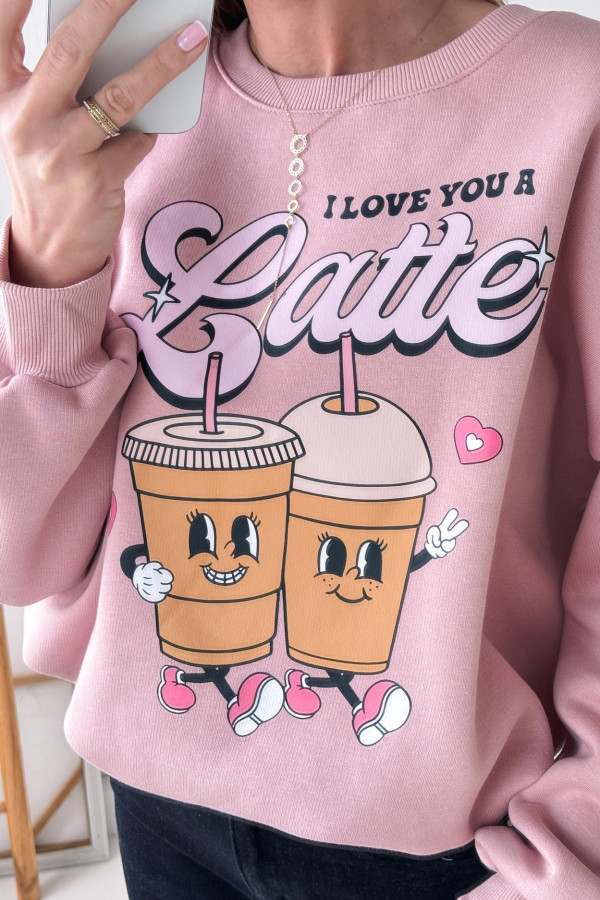 Bluza Oversizowa Love Latte - Pudrowa 9