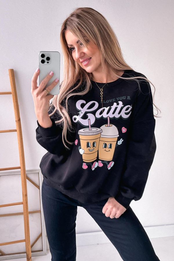 Bluza Oversizowa Love Latte - Czarna 1