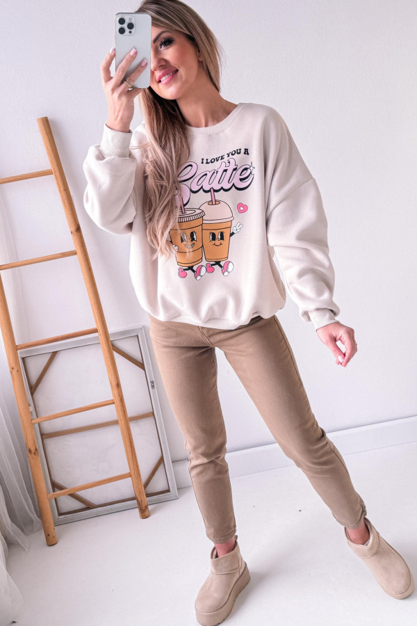 Bluza Oversizowa Love Latte - Beżowa 2