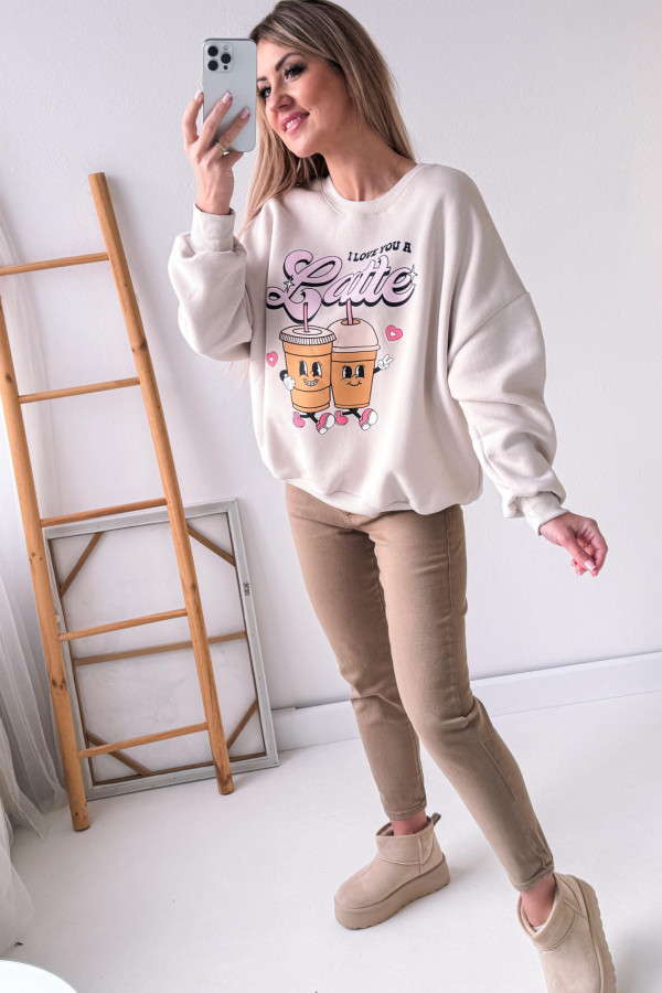 Bluza Oversizowa Love Latte - Beżowa 3