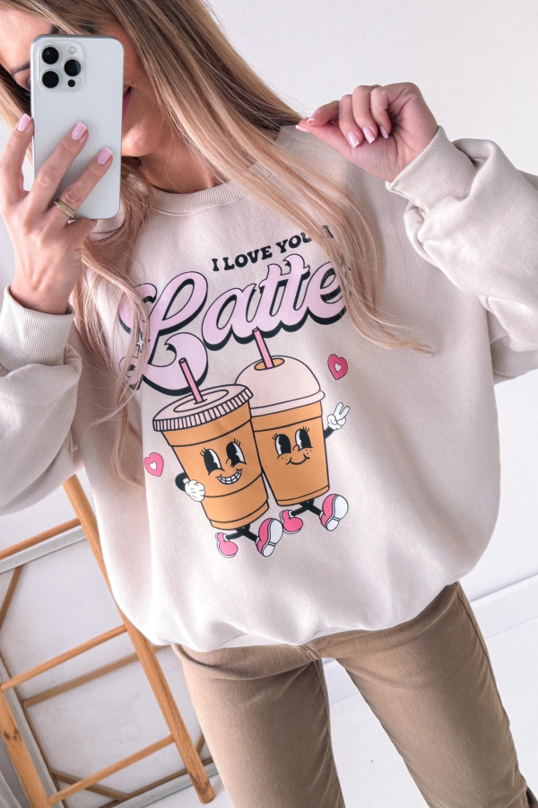 Bluza Oversizowa Love Latte - Beżowa 4