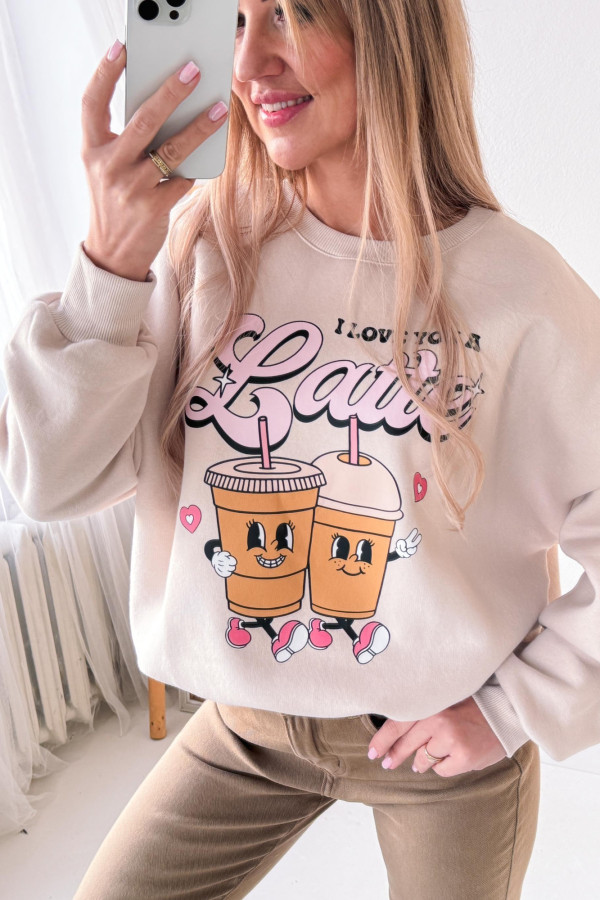 Bluza Oversizowa Love Latte - Beżowa 5