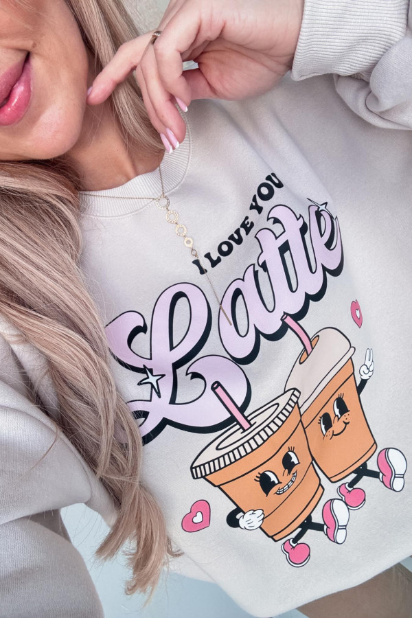 Bluza Oversizowa Love Latte - Beżowa 7