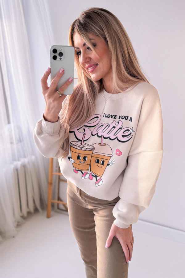 Bluza Oversizowa Love Latte - Beżowa