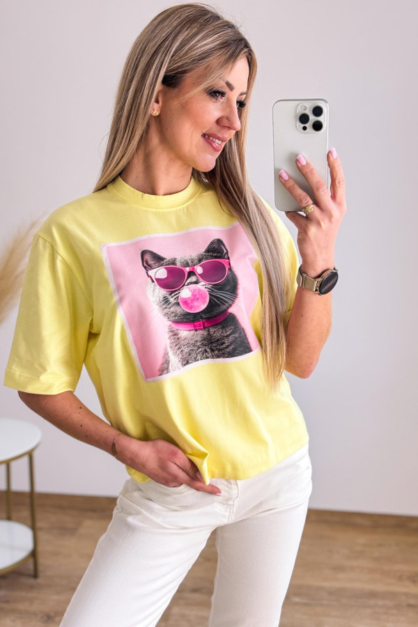 T-shirt z Nadrukiem Kiti - Żółty 2