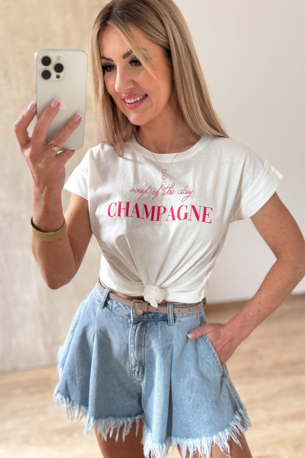 T-shirt Bawełniany Champagne - Biały 5