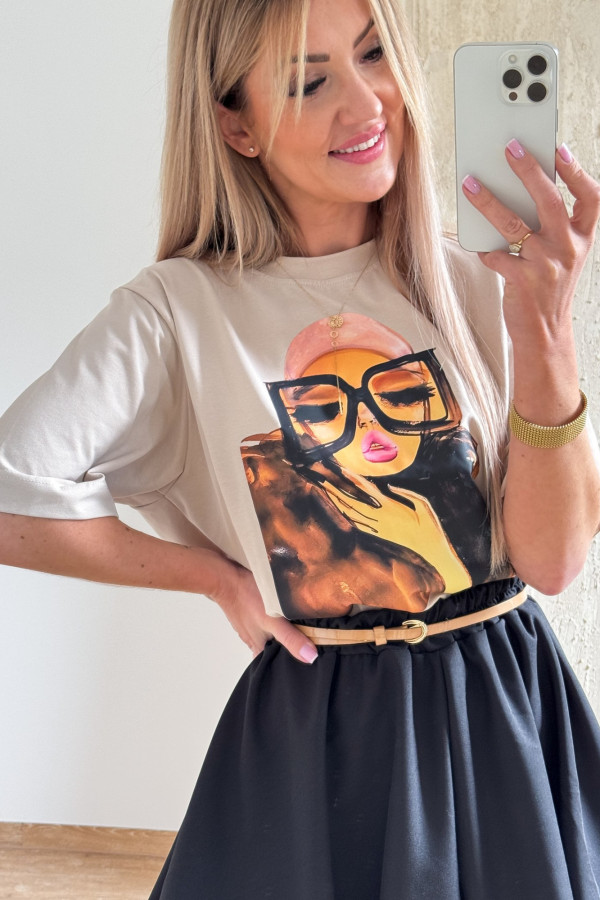 T-shirt z nadrukiem Lala - Beżowy 4