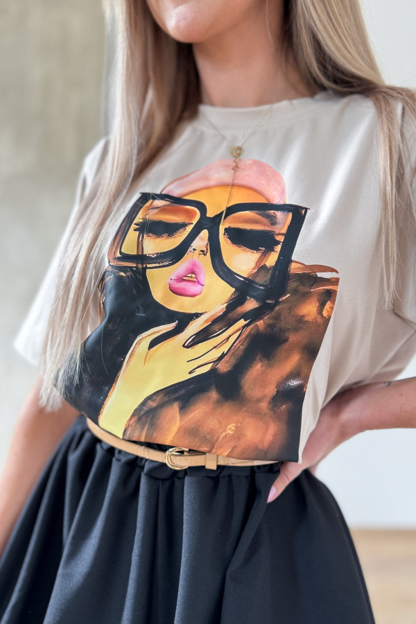 T-shirt z nadrukiem Lala - Beżowy 6