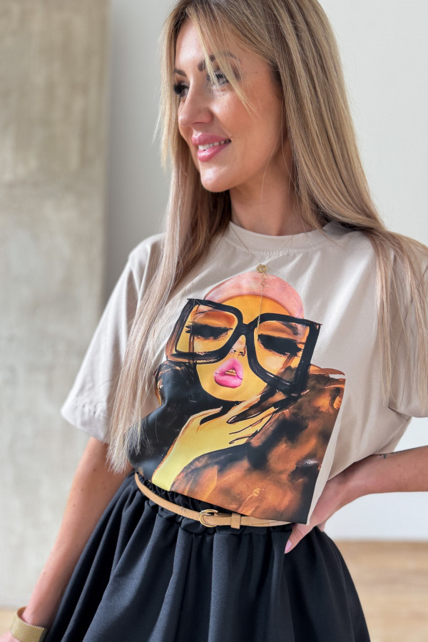 T-shirt z nadrukiem Lala - Beżowy 7