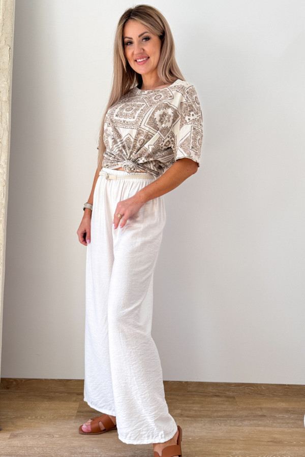 T-Shirt Bawełniany Aztec Beżowy 7
