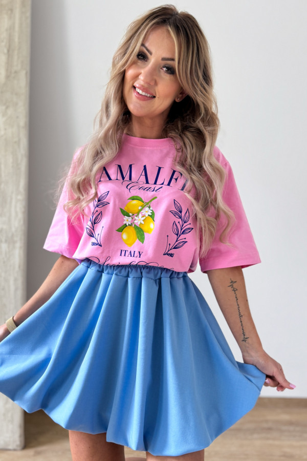T-Shirt Amalfi w Cytryny - Różowy 1