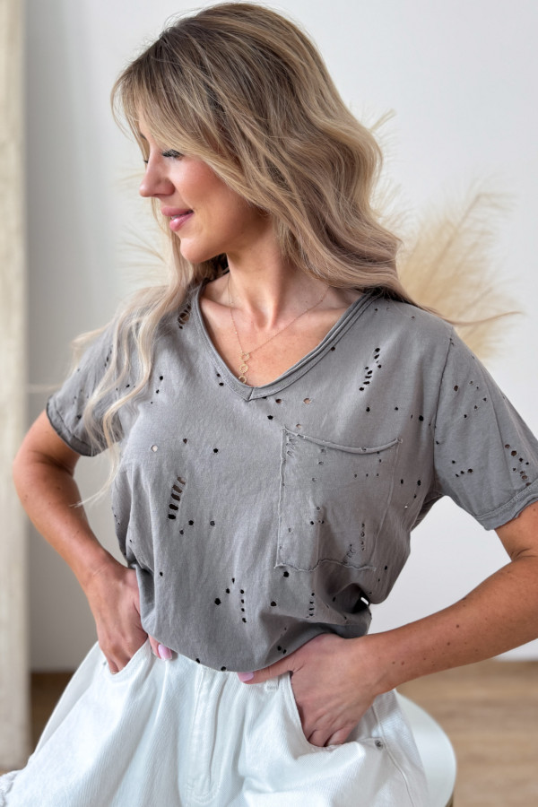 T-Shirt Bawełniany z Dziurkami Hole - Fango 2