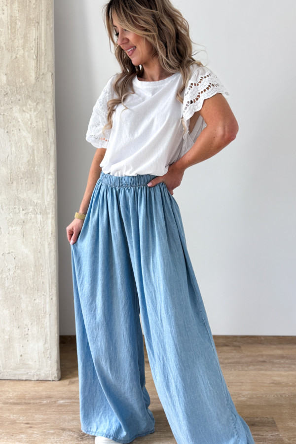 Spodnie z Miękkiego Jeansu Emma - Denim Błękitne