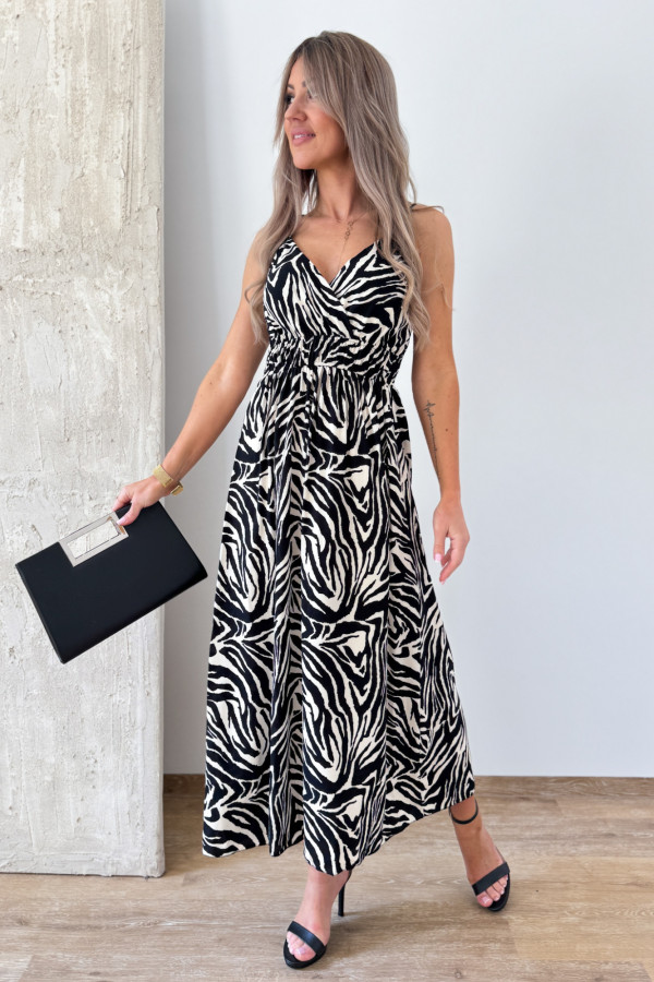 Sukienka na Ramiączkach Maxi Animal - Zebra 2