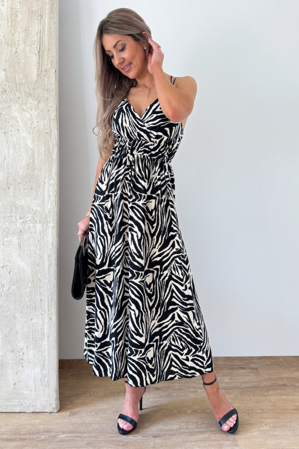 Sukienka na Ramiączkach Maxi Animal - Zebra 5