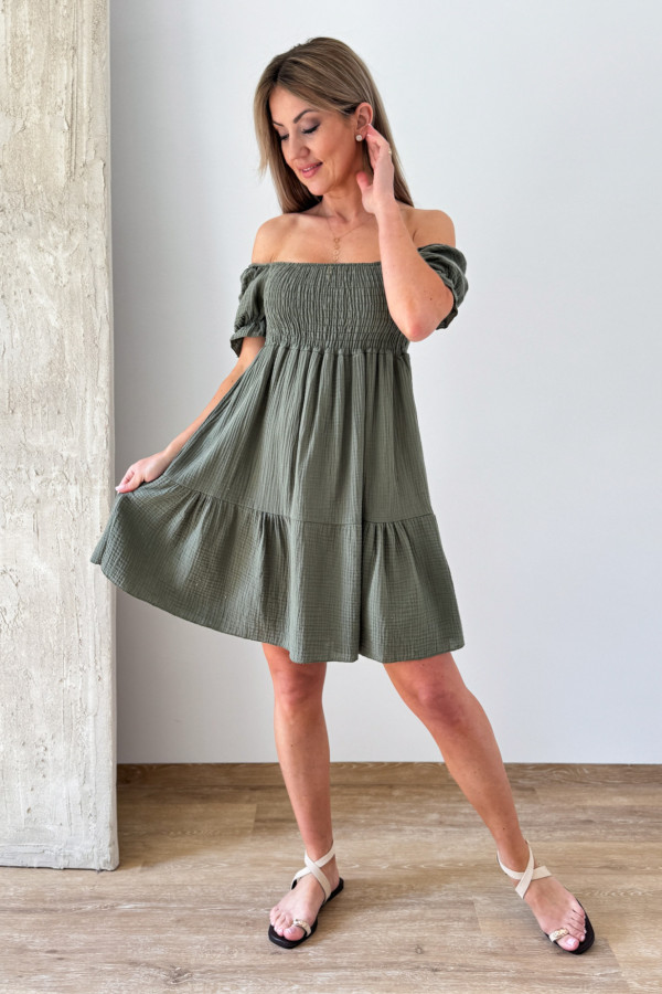 Sukienka Hiszpanka Muślinowa Costa - Khaki 8