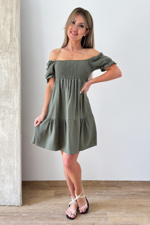 Sukienka Hiszpanka Muślinowa Costa - Khaki 1