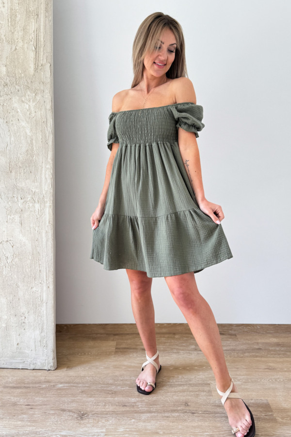 Sukienka Hiszpanka Muślinowa Costa - Khaki 2