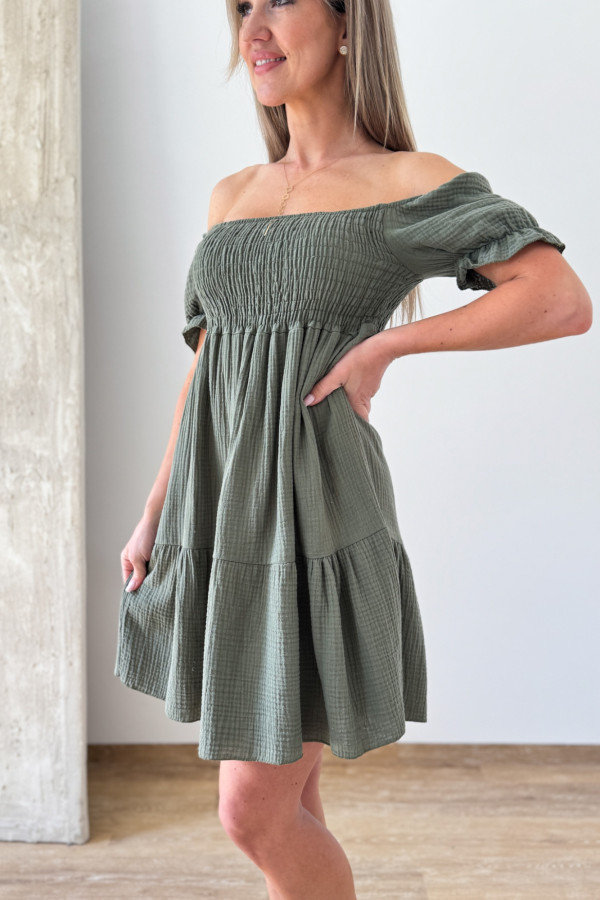 Sukienka Hiszpanka Muślinowa Costa - Khaki 3