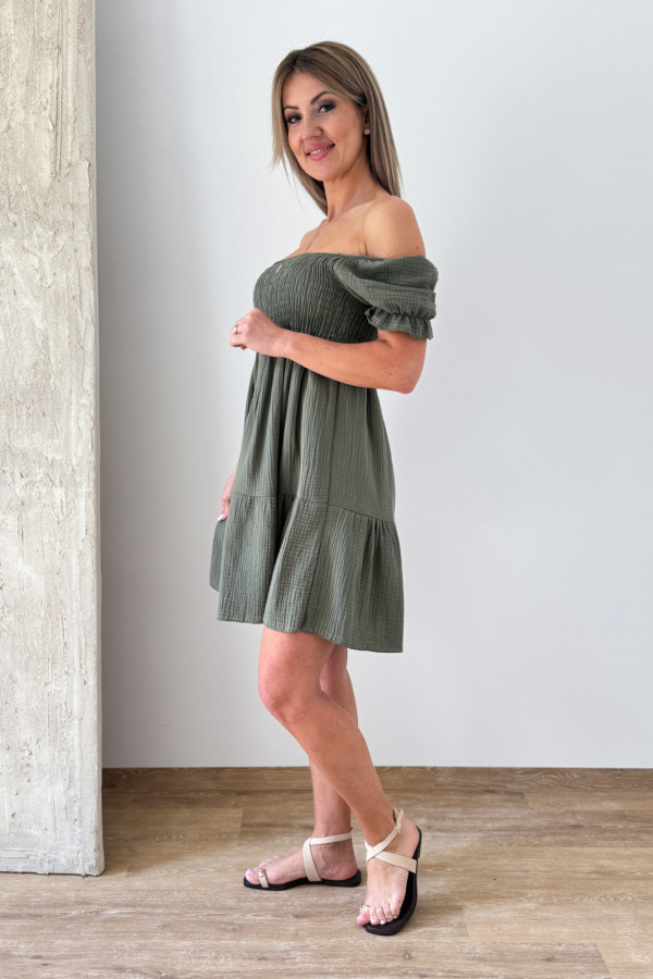 Sukienka Hiszpanka Muślinowa Costa - Khaki 4