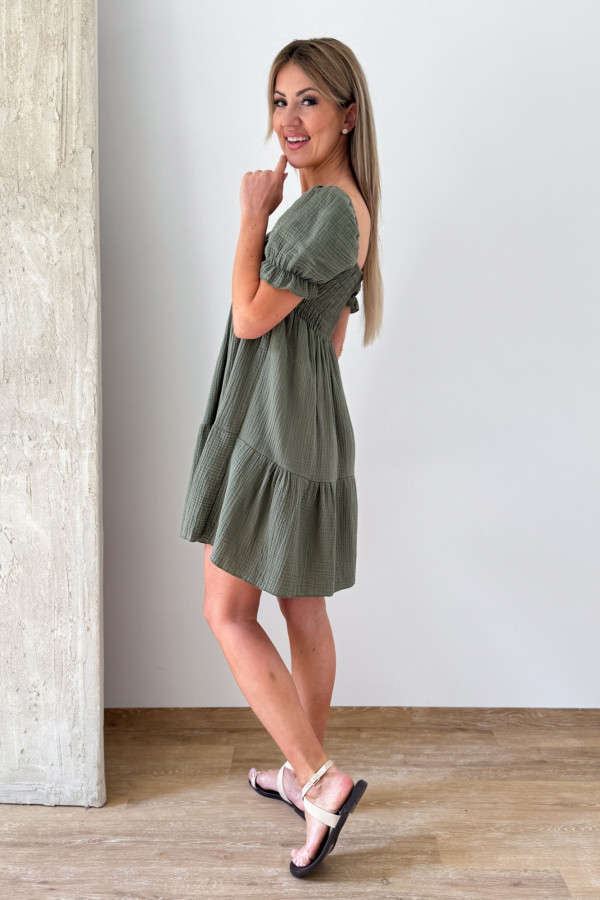 Sukienka Hiszpanka Muślinowa Costa - Khaki 5