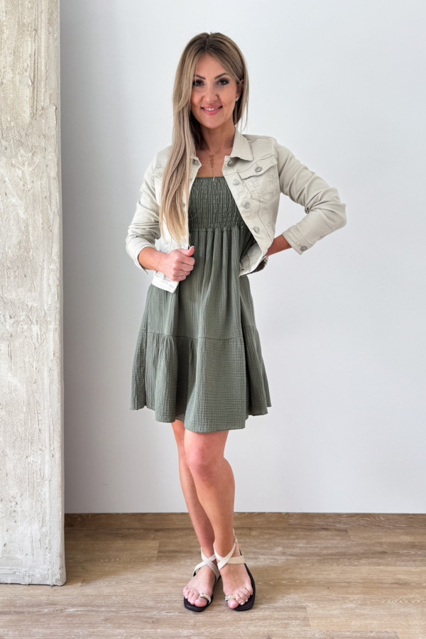 Sukienka Hiszpanka Muślinowa Costa - Khaki 6