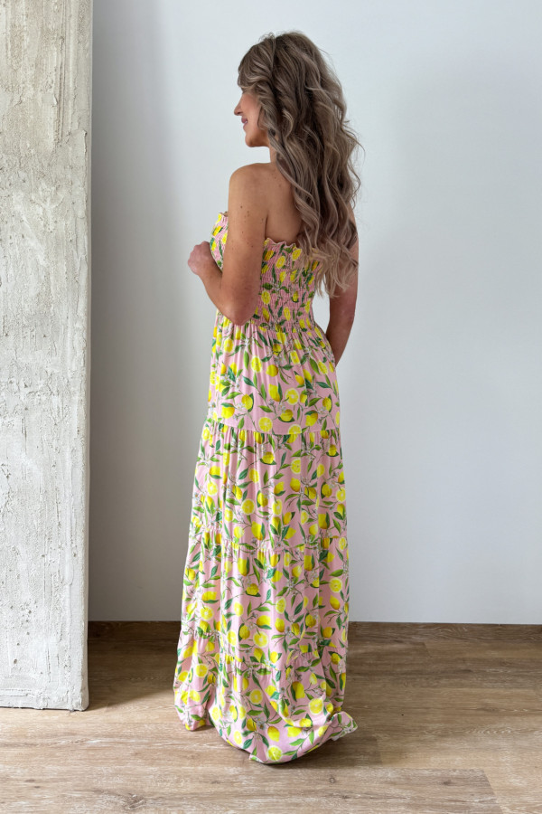 Sukienka Tuba Maxi Sharon - Pudrowa w Cytryny 2