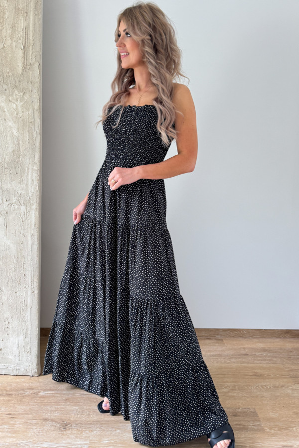 Sukienka Tuba Maxi Sharon - Czarna w Kropeczki 2