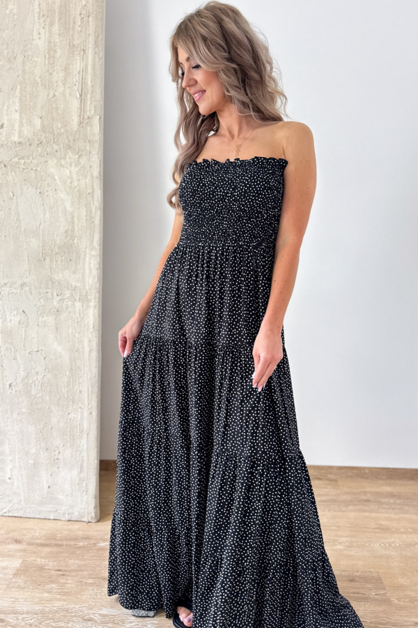 Sukienka Tuba Maxi Sharon - Czarna w Kropeczki 3