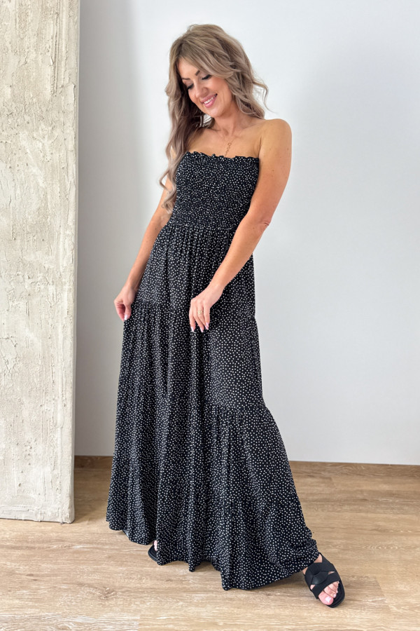 Sukienka Tuba Maxi Sharon - Czarna w Kropeczki 4