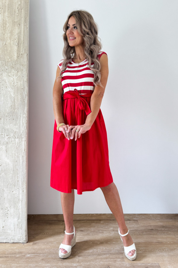 Sukienka Fit & Flare Maja - Biało Czerwona 1
