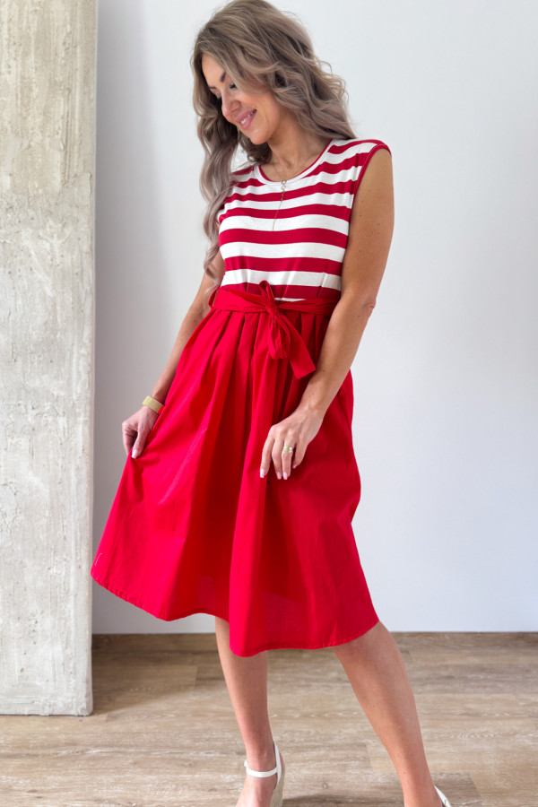 Sukienka Fit & Flare Maja - Biało Czerwona 2